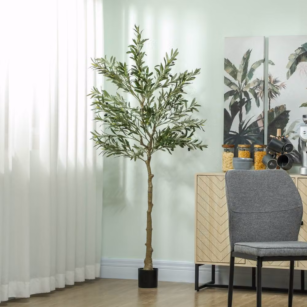 STILVORA Artificial Green Olive Tree with Pot, Height: 180 cm – 2