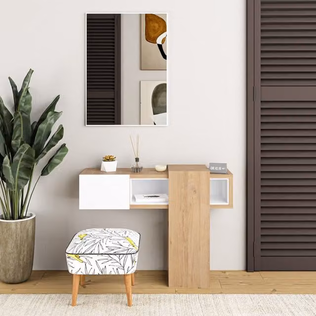 Decortie Modern White Dresser with Mirror