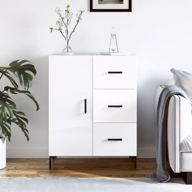 Berkfield Home High Gloss White Sideboard W/D/H: 69.5 x 34 x 90 cm – 1