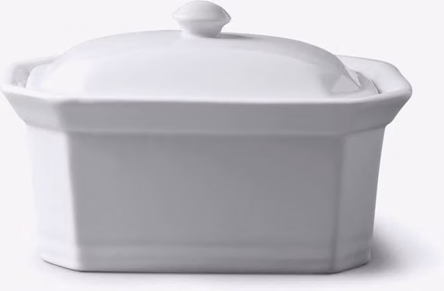 WM Bartleet & Sons White Porcelain Terrine Butter Dish with Lid