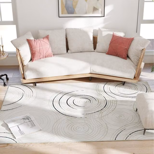 HOMCOM Geometric Pattern Modern Area Rug in Silver, W: 160 cm, L: 230 cm, H: 1 cm