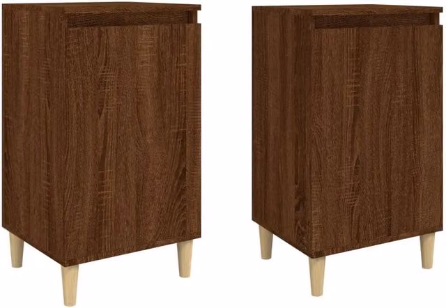Berkfield Home Set of 2 Brown Oak Bedside Cabinets, W/D/H: 40 x 35 x 70 cm – 1