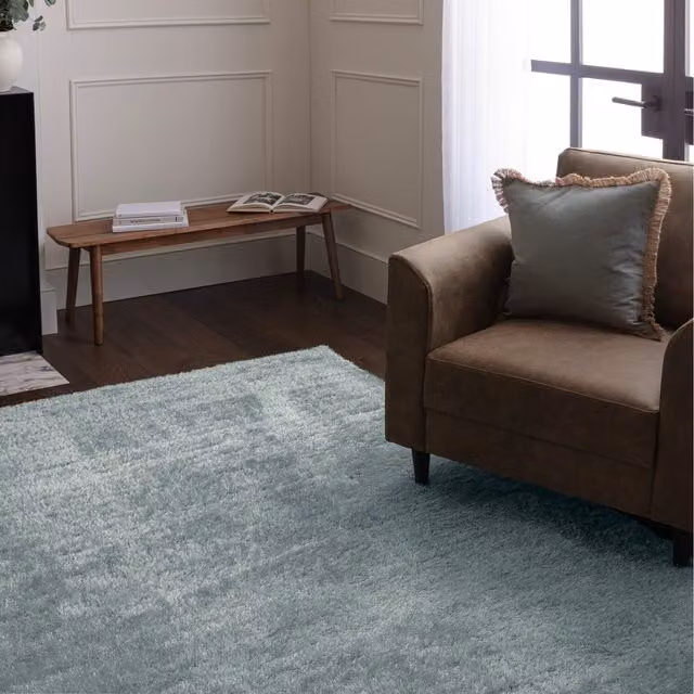 FurnitureboxUK Selby Shaggy Rug, Blue, W: 230 cm, D: 160 cm