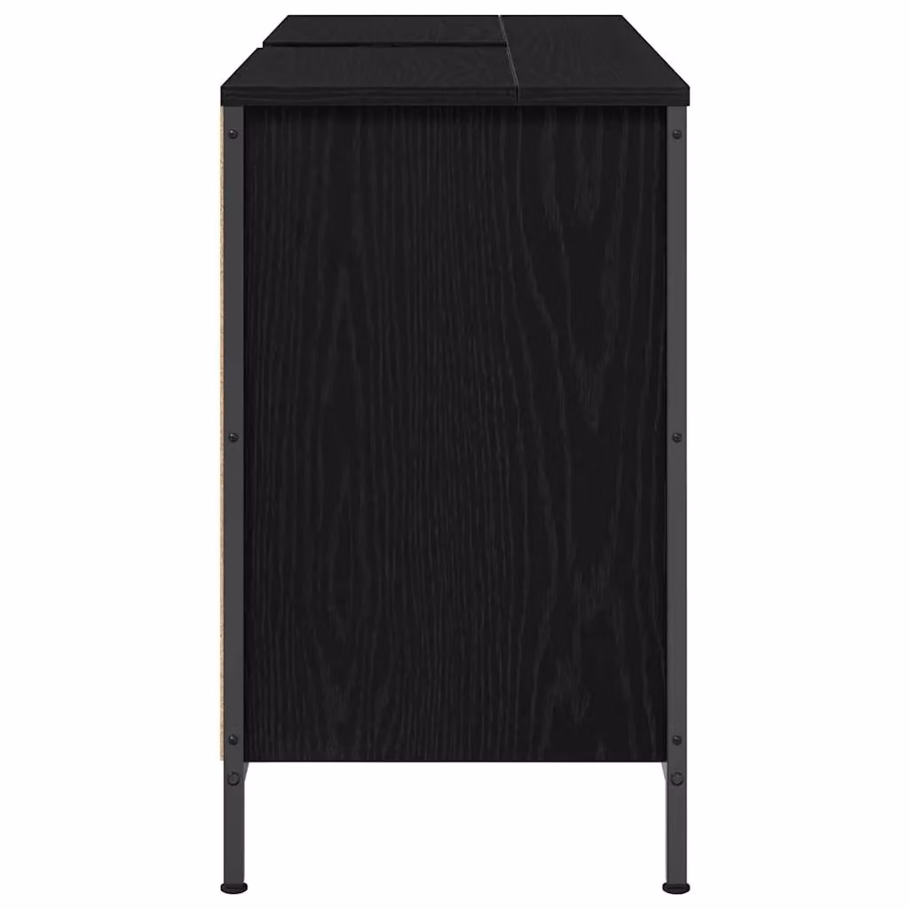 Berkfield Home Black Oak Basin Cabinet with Drawers, W: 90 cm, D: 34.5 cm, H: 60 cm – 5