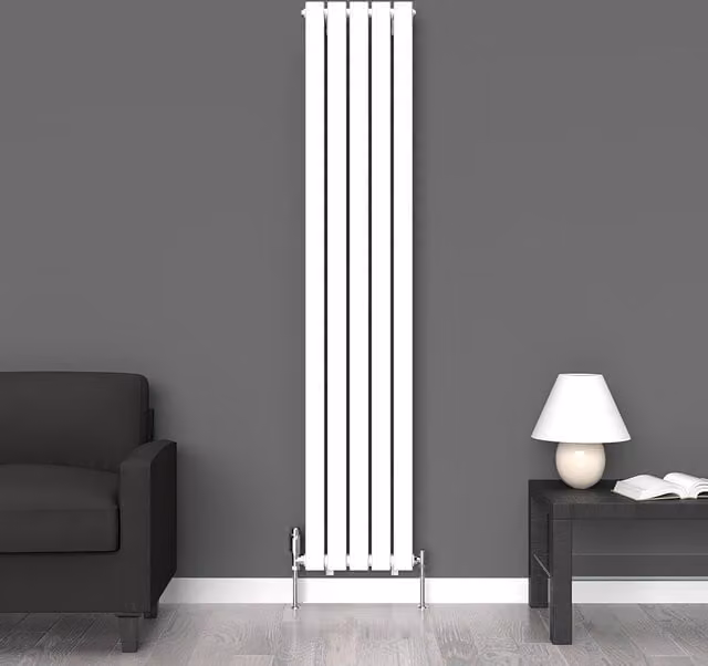 Lux Heat Flat White Vertical Radiator, H: 180 cm, W: 35 cm, White