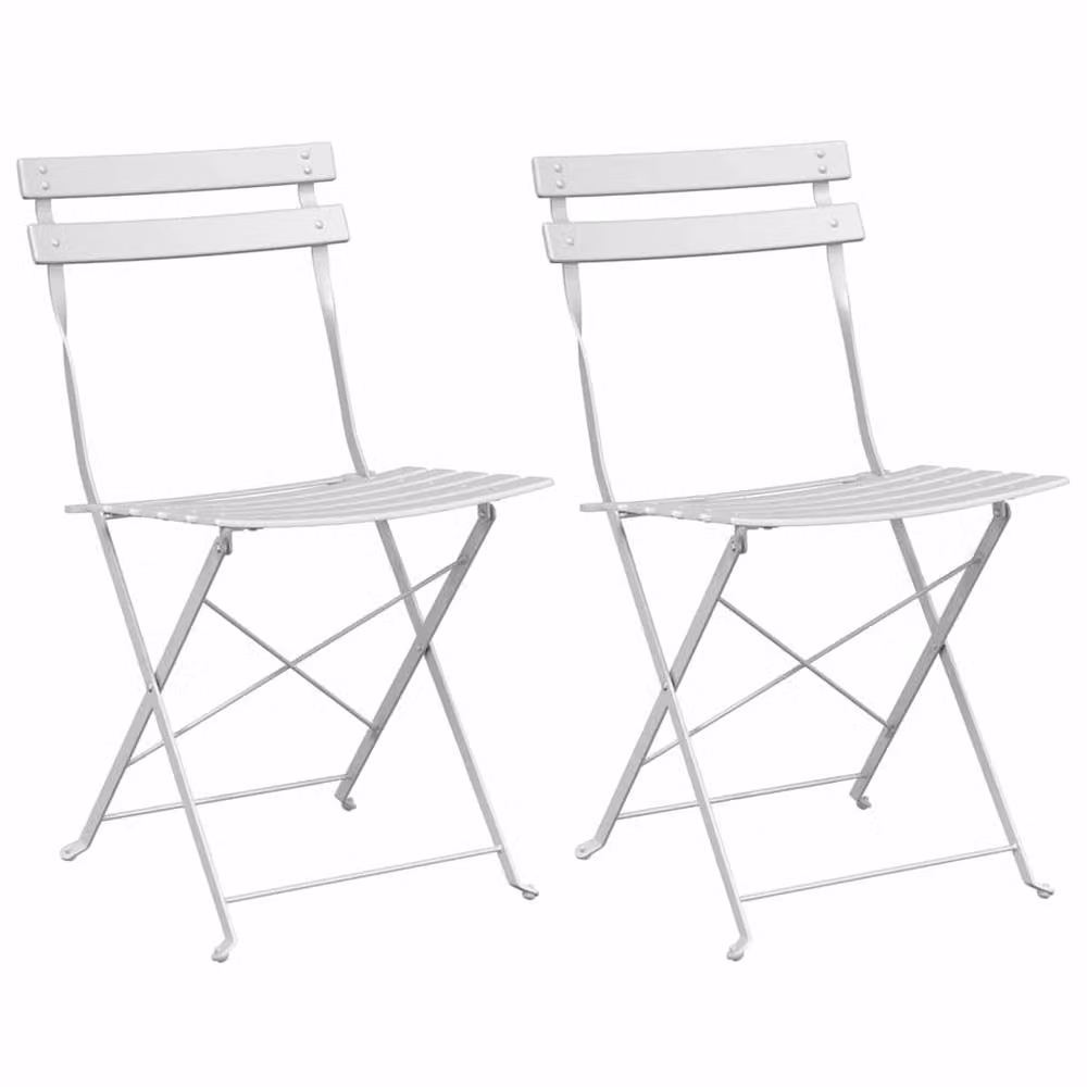 Berkfield Home White Metal Foldable Outdoor Patio Chairs – 3