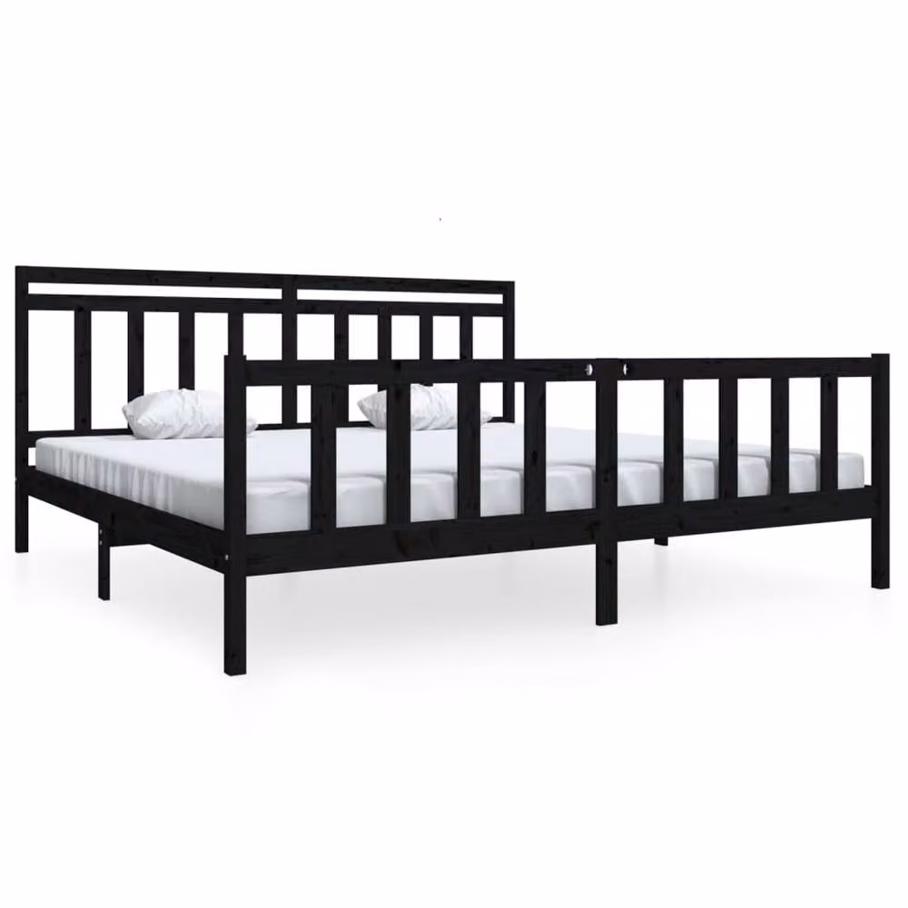 Berkfield Home Beautiful Solid Wood Bed Frame in Black, 200 x 200 cm – 3