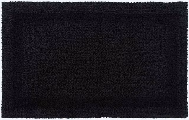 Homescapes Luxury Extra Large Reversible Cotton Bath Mat, Black, W/D/H: 70 x 120 cm