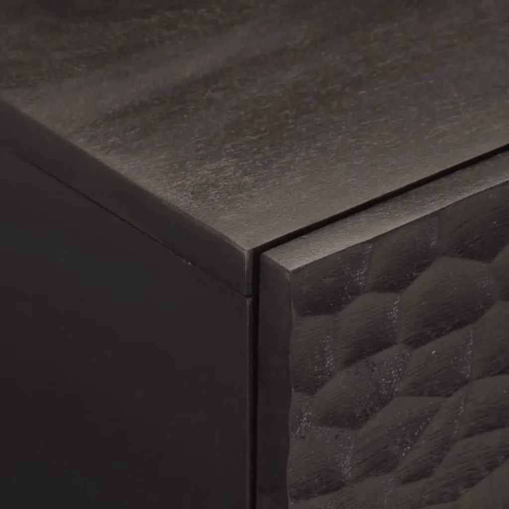 Berkfield Home Black Mango Wood Coffee Table W: 80 cm, D: 50 cm, H: 40 cm – 3