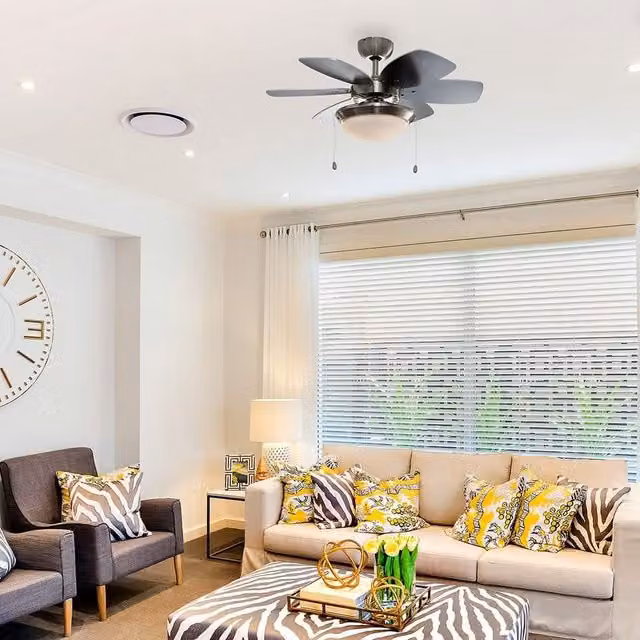 ValueLights Spitfire 6 Blade Ceiling Light Fan in Chrome and Black/Silver