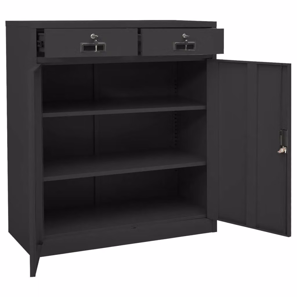 Berkfield Home Office Steel Cabinet in Anthracite and Black, W/D/H: 90 x 40 x 102 cm – 2