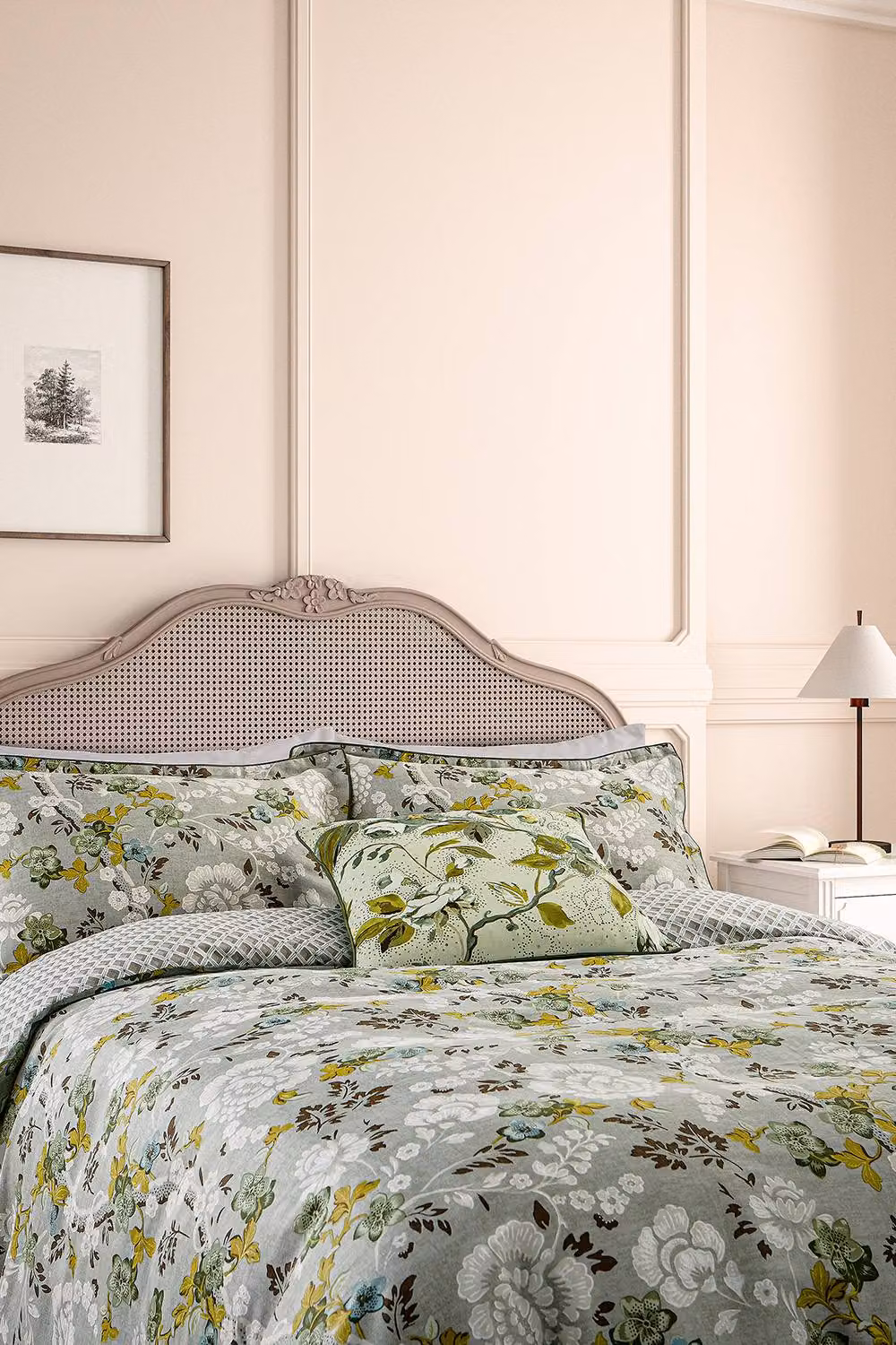 English Heritage Eagle House Damask Cotton Duvet Cover and Pillowcase Set in Green, 90 x 200 cm – 2