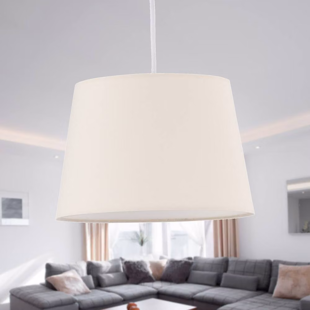 First Choice Lighting White Natural Cotton Tapered Cylinder Pendant Shade, Diameter: 23 cm – 2