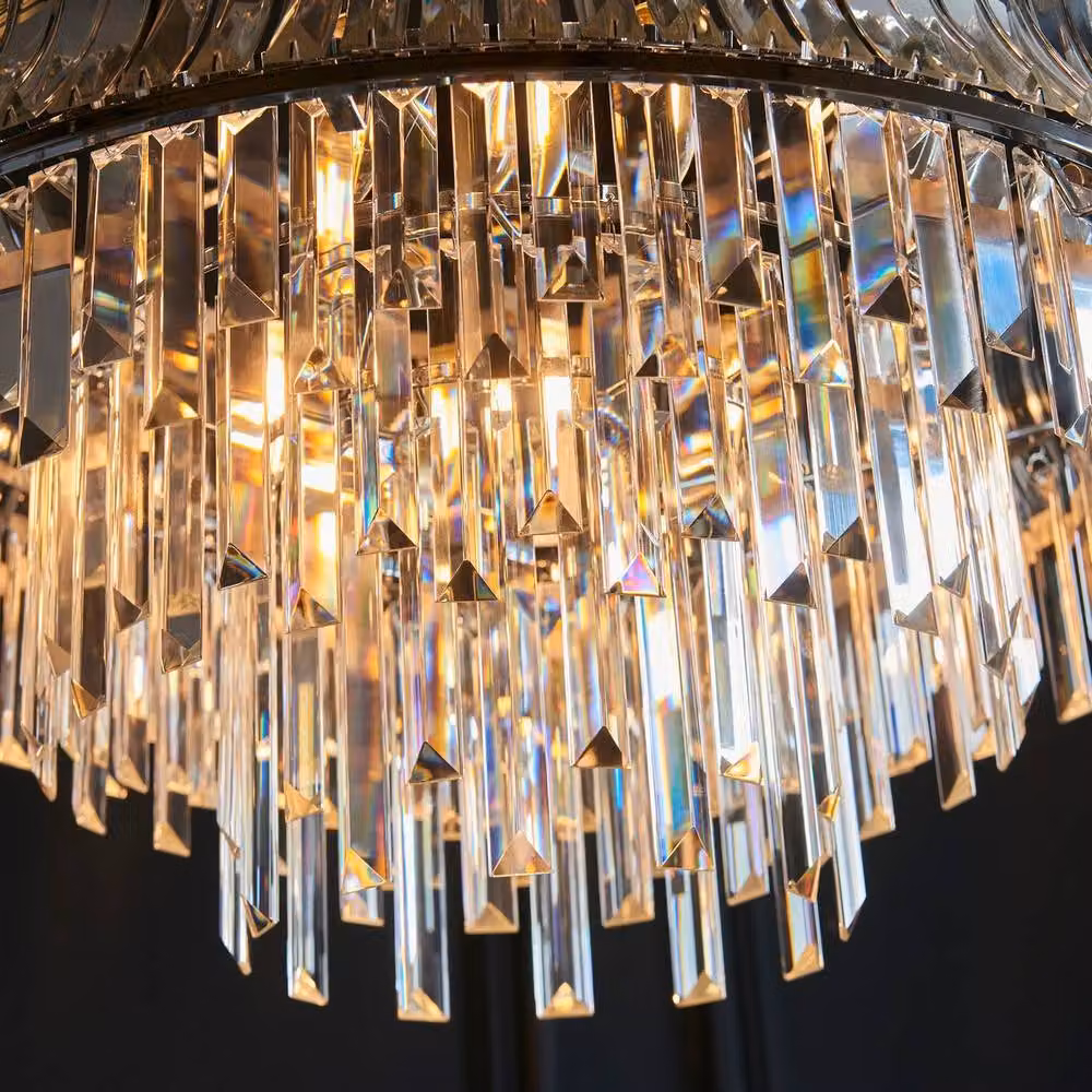 Netlighting Vittoria Suspended Pendant Light in Grey Crystal and Glass with Chrome Metal Details – 3