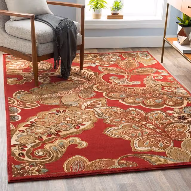 Livabliss Riley Vintage Red, Brown and Green Traditional Boho Wool Rug, W: 120 cm, L: 160 cm – 1