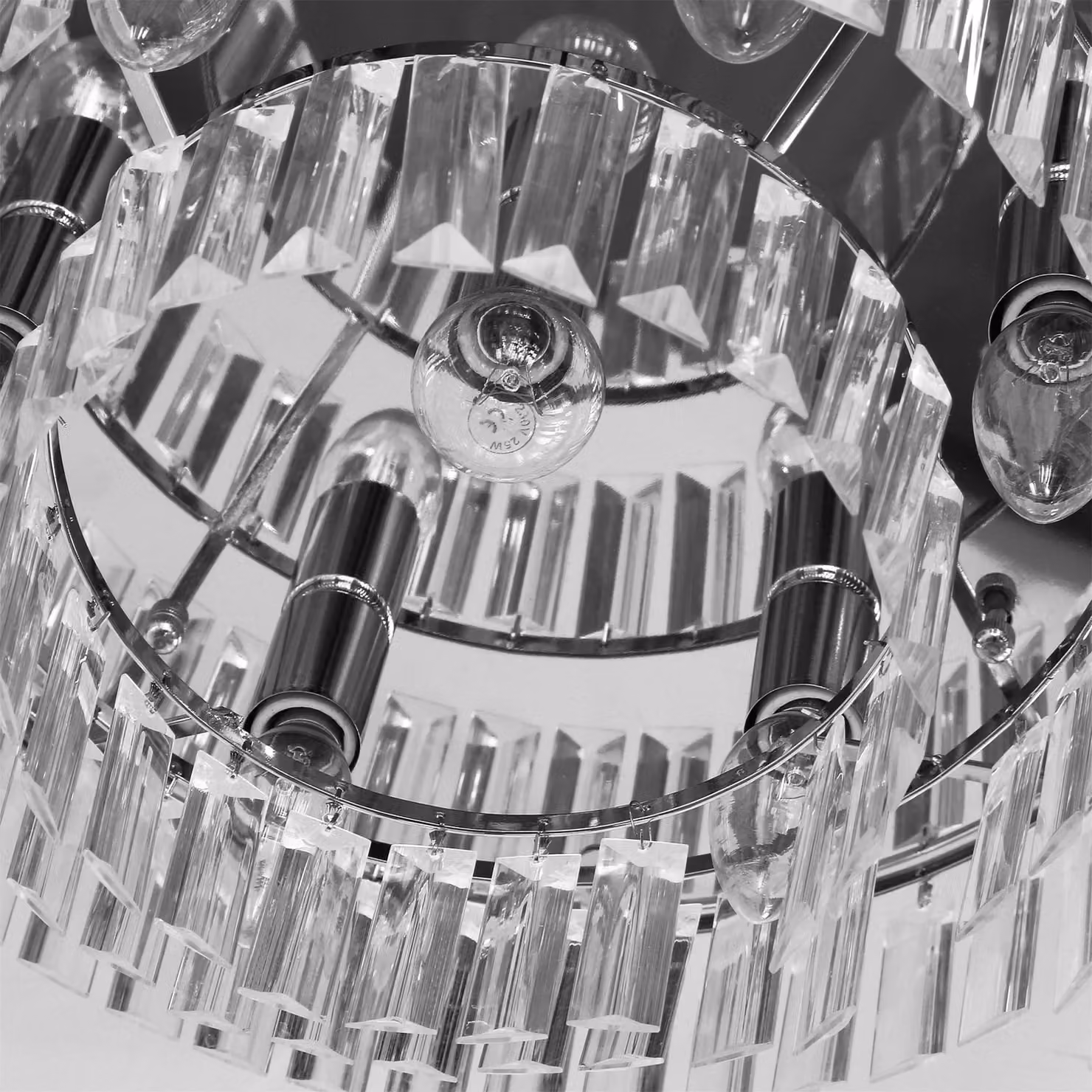 HOMCOM K9 Crystal Ceiling Lamp in Chrome and Transparent Finish, E14 Compatible – 3