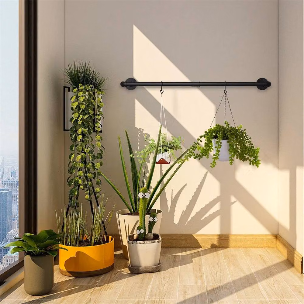 FLAVORA 2-Piece Detachable Wall Mount Metal Clothes Rail in Matt Black, Width: 50 cm – 2