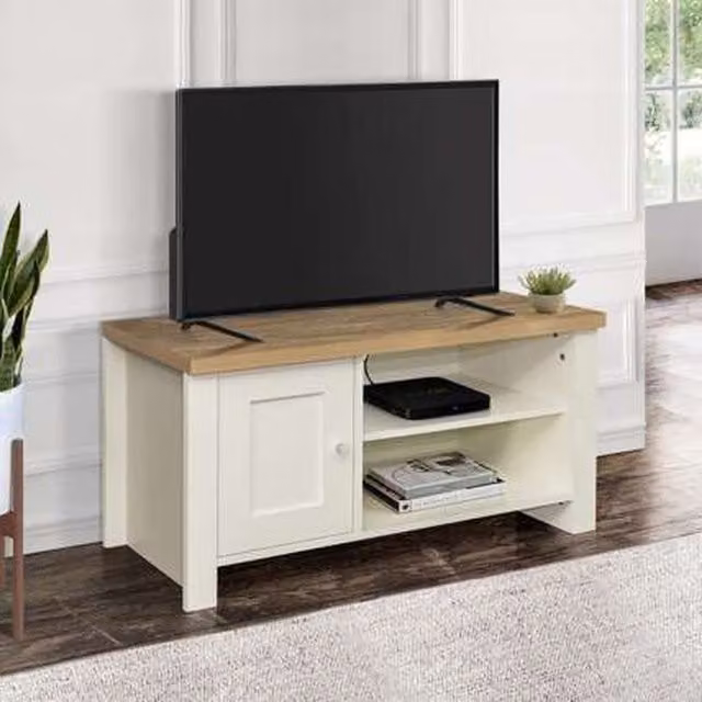 Birlea Classic Small Wood TV Unit in Oak, Beige and White