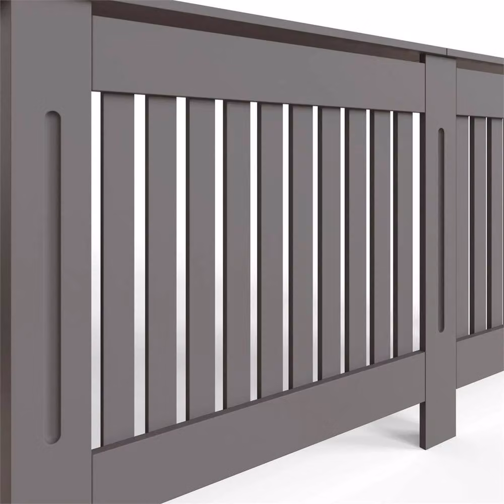 Nordara Grey X-Large MDF Radiator Cover with Vertical Slats, W/D/H: 172 x 82.3 x 19 cm – 2