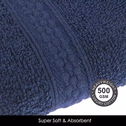 Homescapes Blue Turkish Cotton Towel, 500 GSM, Quick-Drying and Fluffy – 3