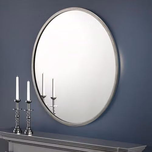 Julian Bowen Octave Round Minimalist Wall Mirror in Silver or Grey