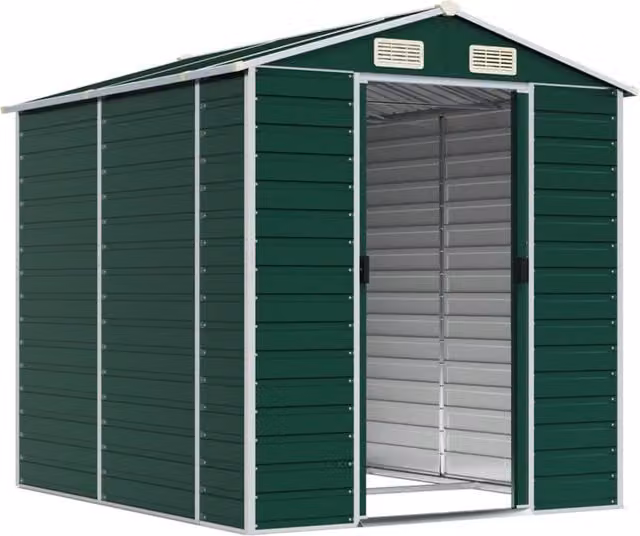 Berkfield Home Green Galvanised Steel Gable Garden Shed W/D/H: 191 x 215 x 198 cm – 1