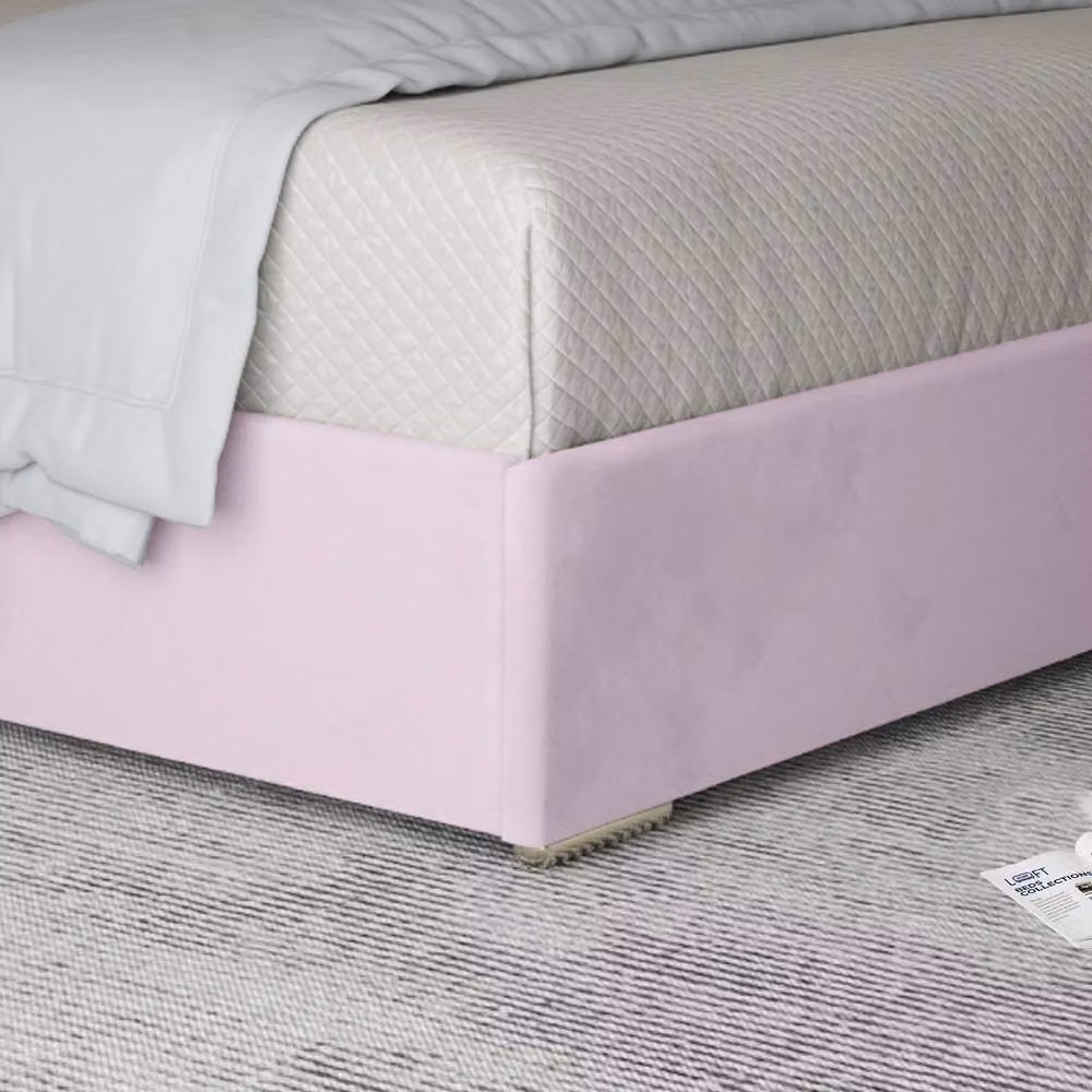 KDMD Ripponden Super King Upholstered Velvet Designer Bed Frame in Pink with Metal Details, 200 x 200 cm – 3