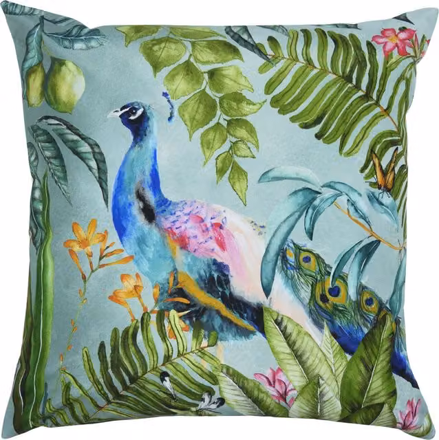 Make it a Home Tropical Peacock Square Outdoor Cushion Cover in Multicolour Polyester