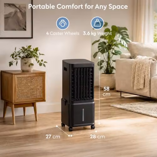 Air Pro 8L Portable 3-in-1 Air Cooler with Remote Control, Timer and Ice Packs, Black – 7