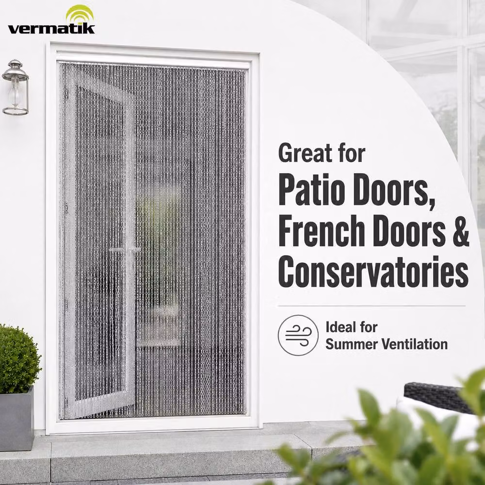 Vermatik Aluminium Silver Fly Screen Door Curtains H 210 x W 89 cm – 4