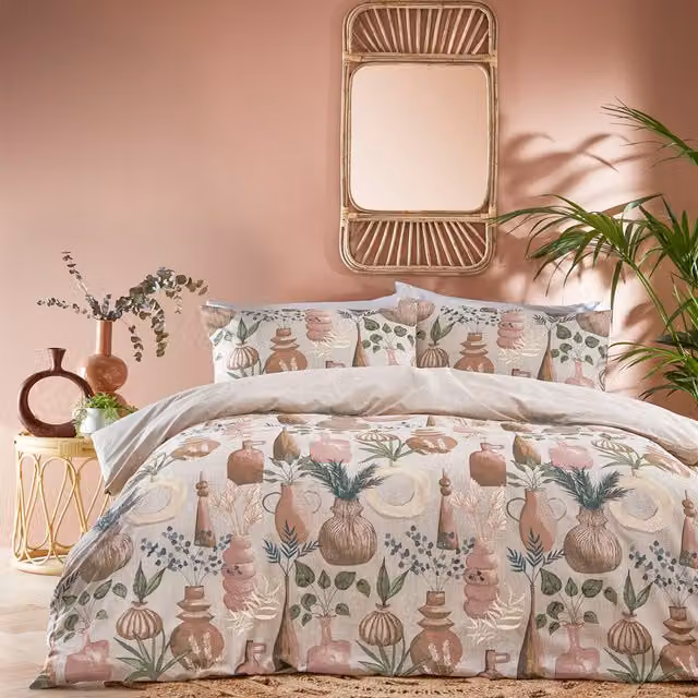 Make it a Home Earthen Trending Floral Duvet Cover Set in Clay and Orange, 200 x 200 cm