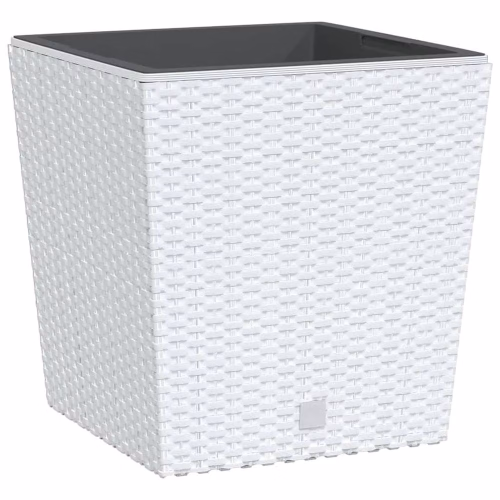 Berkfield White Rattan Planter with Removable Inner Tub, 21/32 L – 2