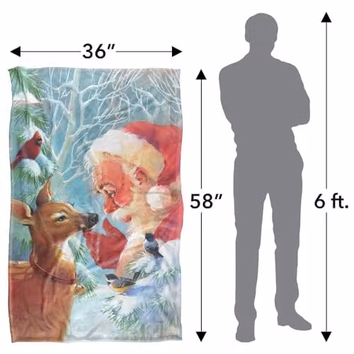 JQ Licensing Christmas Santa and New Fawn Silky Touch Super Soft Fleece Throw Blanket, Multicolour, W: 91 cm, D: 147 cm – 2