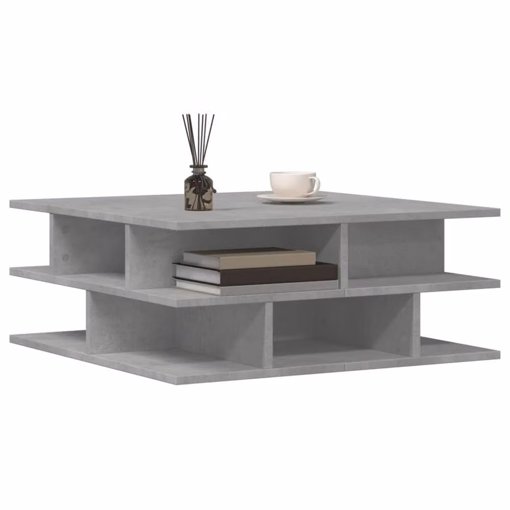 Berkfield Home Modern Square Coffee Table in Concrete Grey, W/D/H: 70 x 70 x 29 cm – 4
