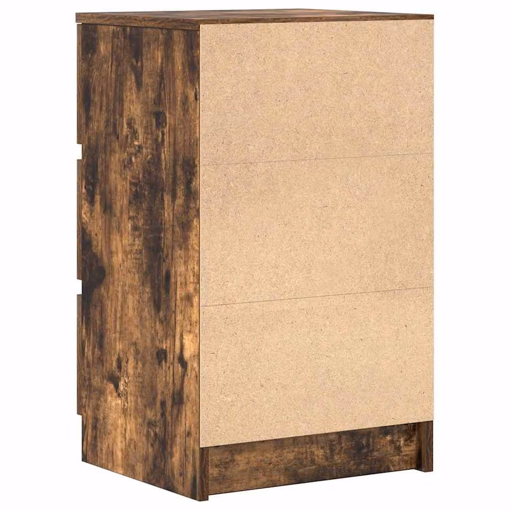Berkfield Home Set of 2 Durable Bedside Cabinets with 3 Drawers, Smoked Oak, Brown, W/D/H: 39 x 35 x 65 cm – 6
