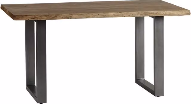 IH Design Brown Acacia Wood Live Edge Rectangular Dining Table with Sled Base