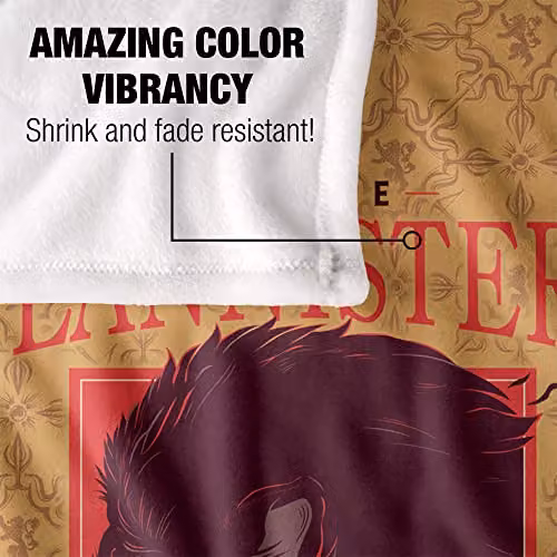 LOGOVISION Game of Thrones House Lannister Silky Touch Super Soft Fleece Throw Blanket, White, W/D/H: 152 x 127 cm – 3