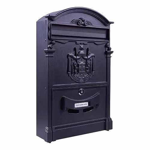 mysmartbuy Wall Mounted Lockable Letterbox in Black, Steel, H41 x W25.5 x D9 cm – 4