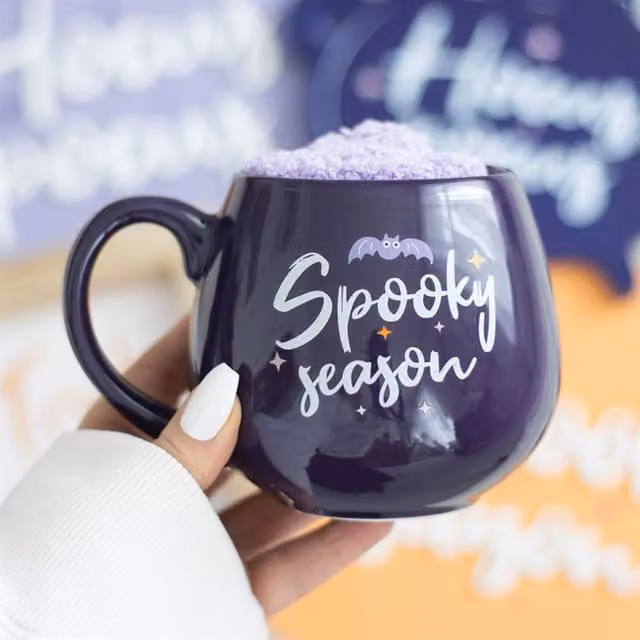 KDMK Spooky Season Mug and Cozy Socks Set in Purple