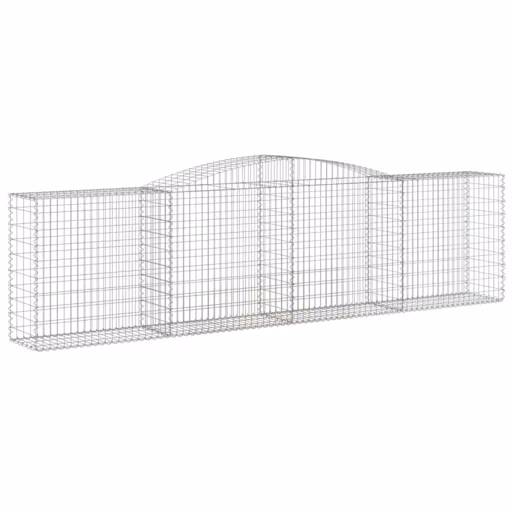 Berkfield Home Arched Gabion Basket in Silver Galvanised Steel, W: 400 cm, D: 50 cm, H: 100-120 cm – 2