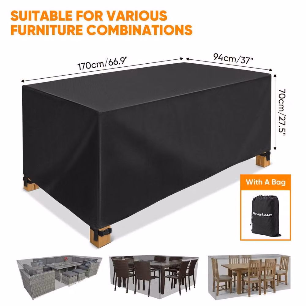 EONLION 210D Waterproof Outdoor Garden Furniture Cover, Black – 2