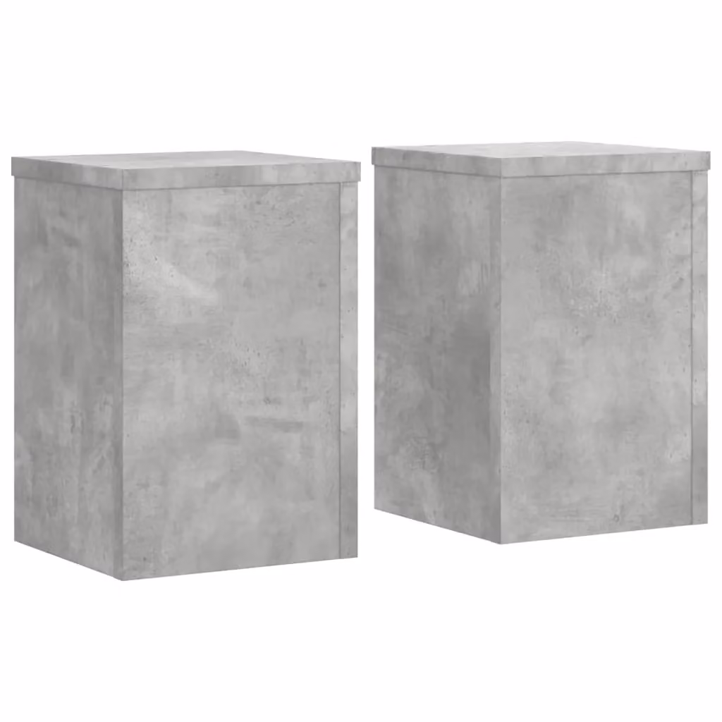 Berkfield Home Set of 2 Modern Square Plant Stands in Concrete Grey, W/D/H: 20 x 20 x 30 cm – 2