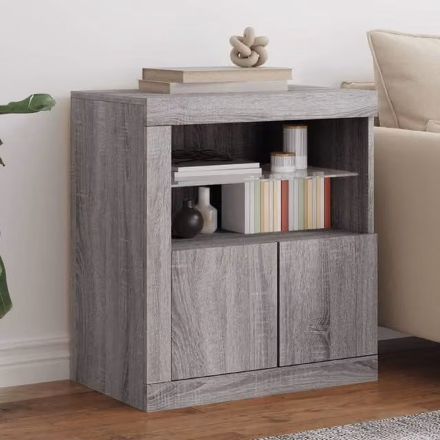 Berkfield Home Modern Grey Sideboard with Integrated LED Lighting W/D/H: 60.5 x 37 x 67 cm – 1