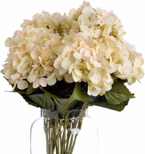 Hill Interiors Faux Hydrangea Bouquet in White and Beige – 1