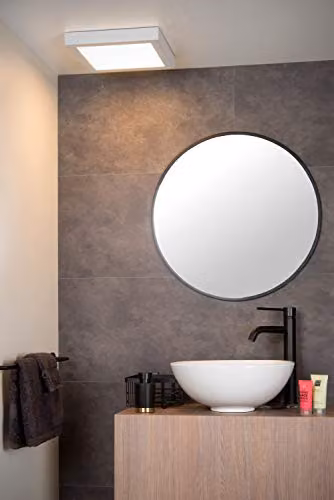 Lucide Brice Square LED Dimmable Flush Ceiling Light for Bathrooms, White – 2