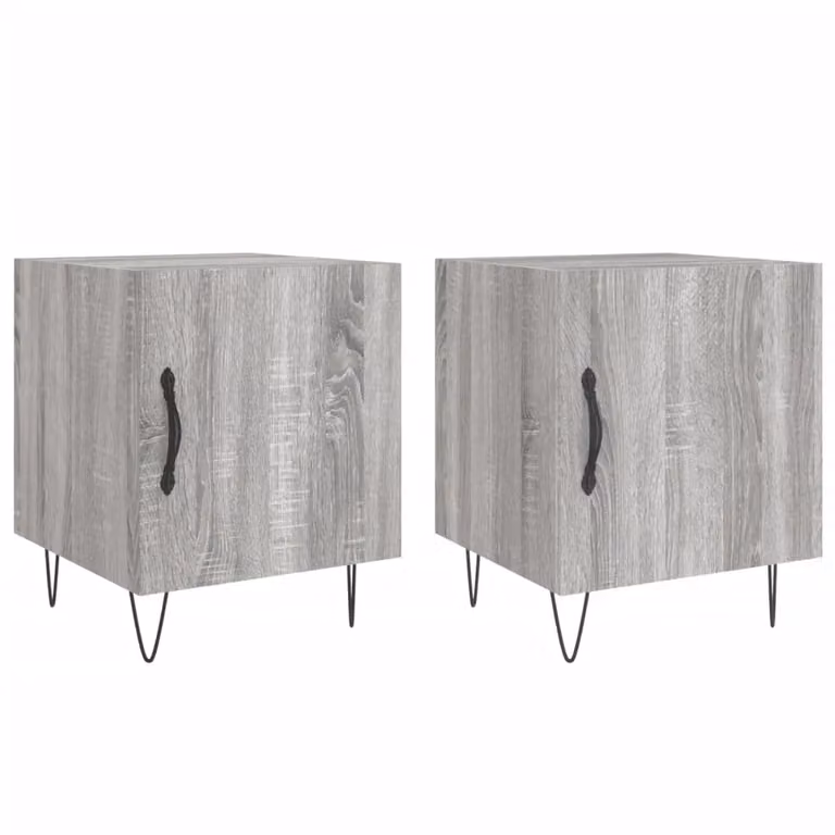 Berkfield Home Set of 2 Grey Sonoma Bedside Cabinets, W/D/H: 40 x 40 x 50 cm