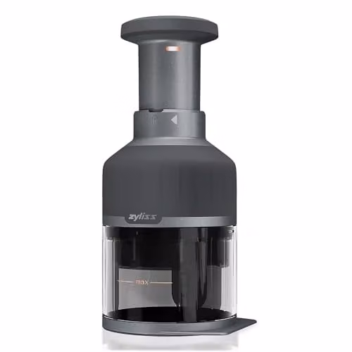 Zyliss Zick Zick 3 Manual Food and Onion Chopper in Grey with Stainless Steel Blades and Dishwasher Safe Container