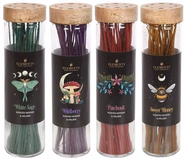 KDMD Set of 20 Fruity Dark Forest Incense Sticks in a Multicolour Green Wood Display – 1