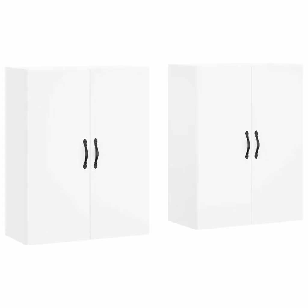 Berkfield Home Set of 2 White Wall Mounted Cabinets with Hinged Doors and Internal Shelves