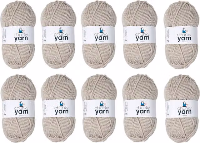 Korbond Chunky Yarn, Beige, 10 x 100g Pack